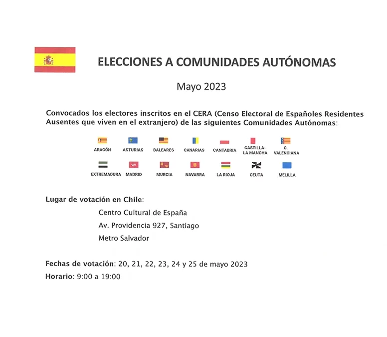 Elecciones a comunidades autónomas. Mayo 2023.
